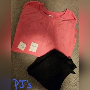 PINK Sweatshirt and Black Pants Set